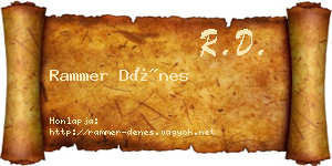 Rammer Dénes névjegykártya